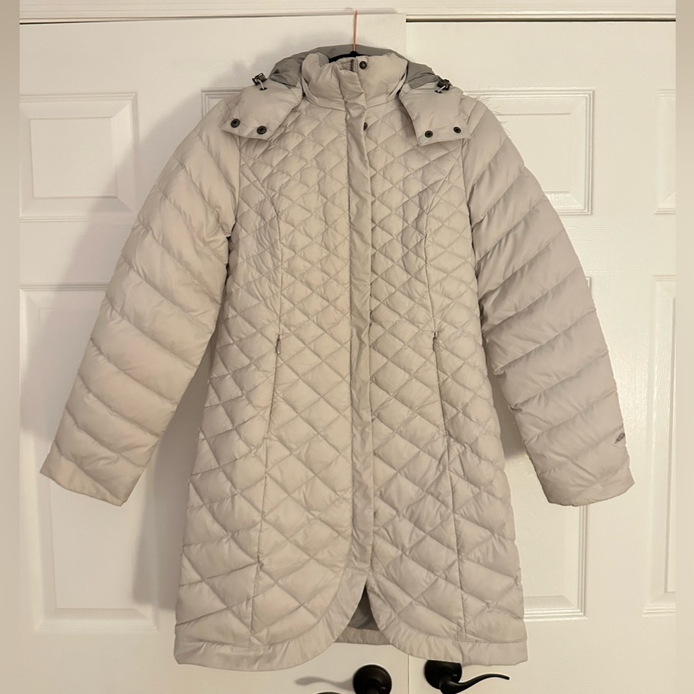 Eddie Bauer 2019 Alpendown Parka White Long Hooded Women's Size Small - Picture 2 of 16